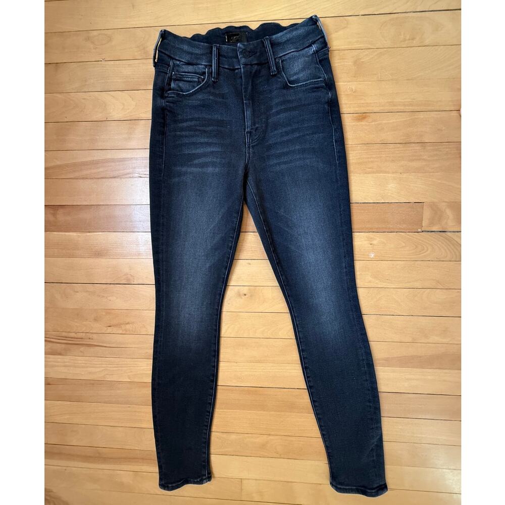 Mother The Looker High Waisted Skinny Jeans Not Guilty Black Size 24 EUC